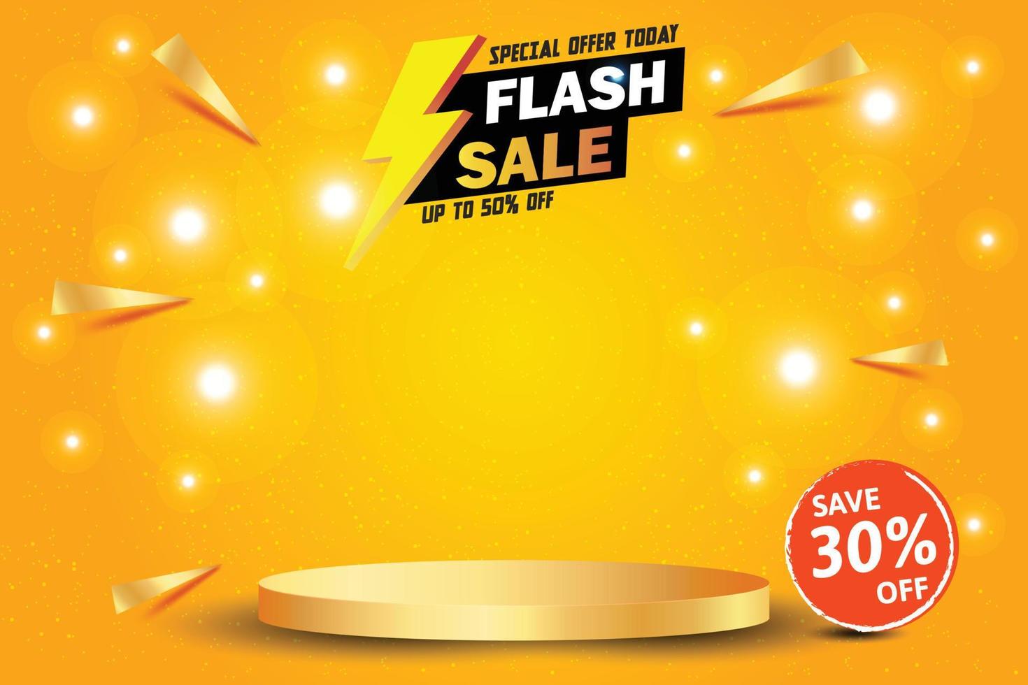 Flash sale banner template on hot color background. vector