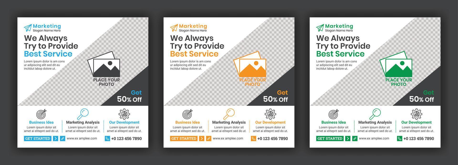 Marketing Social Media Post or Square Banner Design Template vector