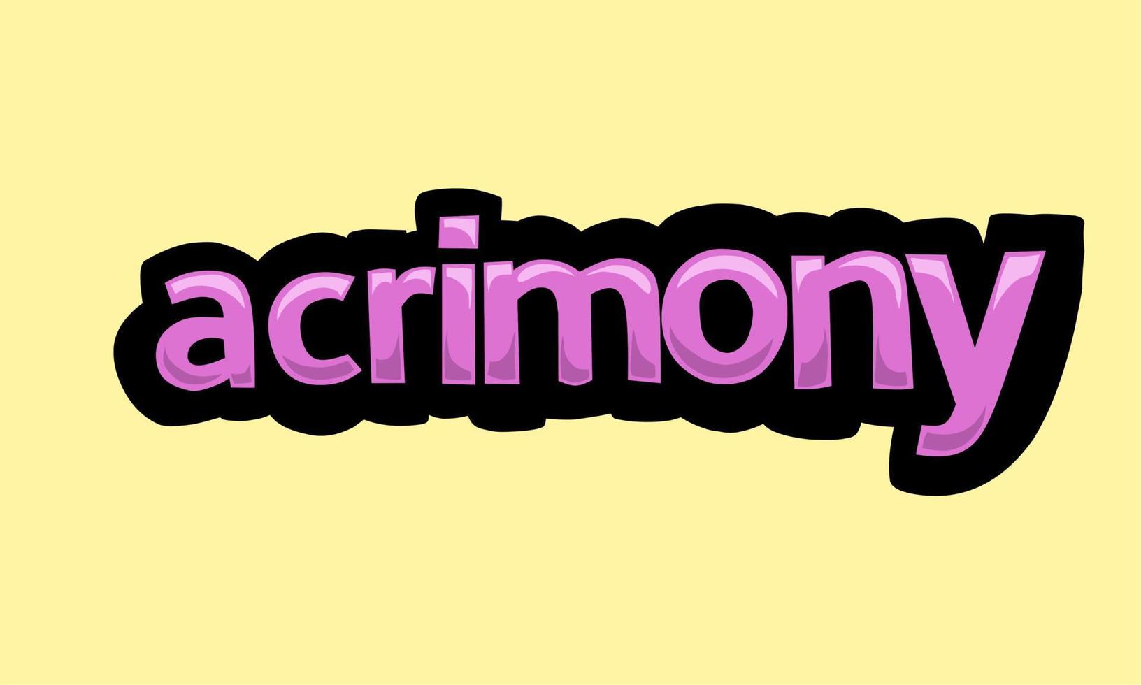 ACRIMONY writing vector design on a yellow background