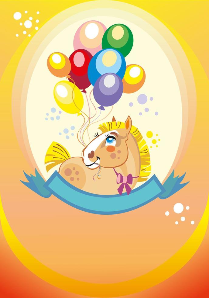 fondo con globos y pony vector