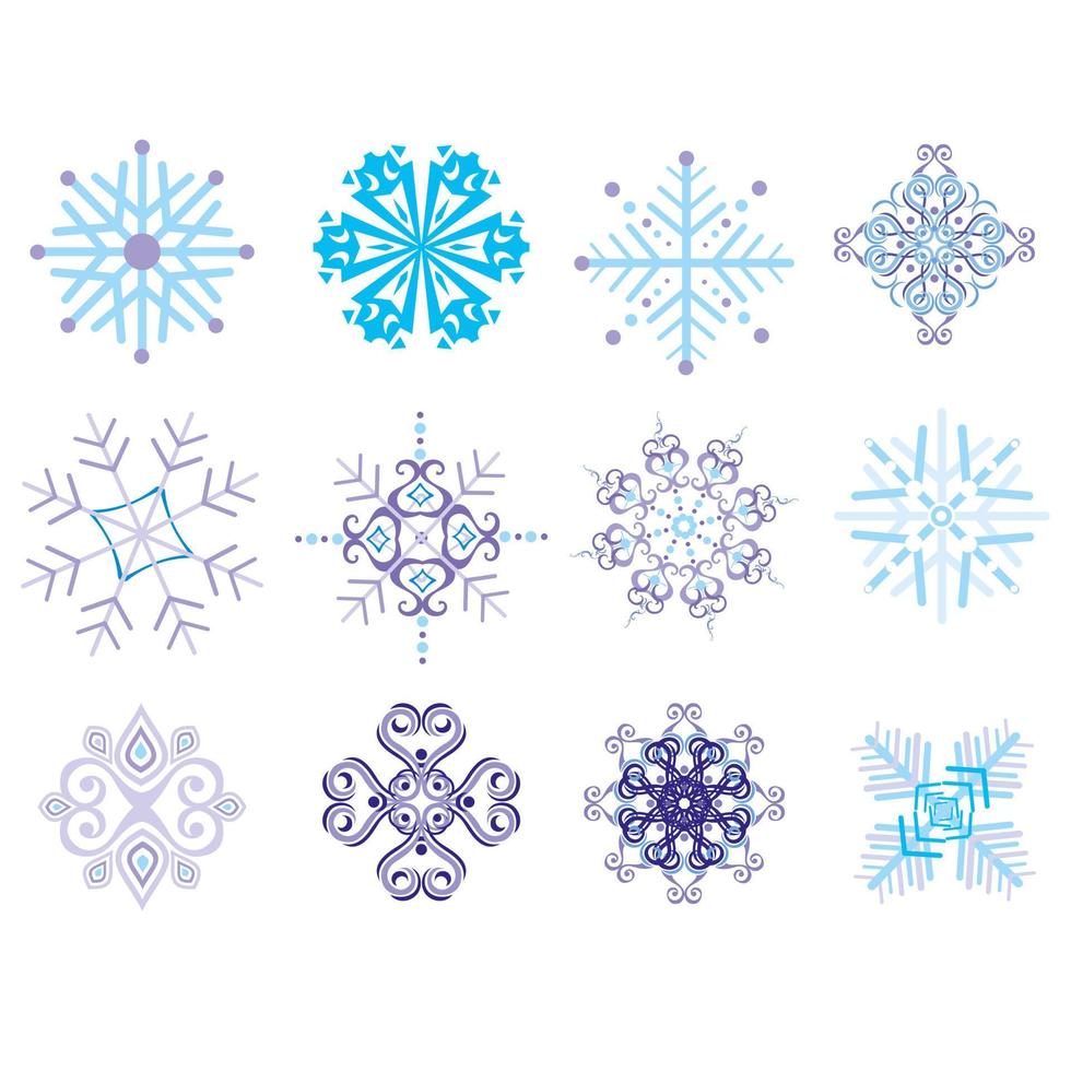 conjunto de copos de nieve vector