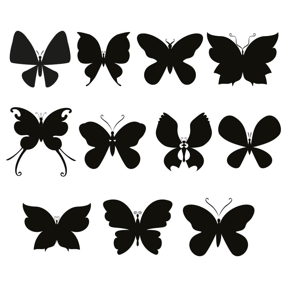 conjunto de siluetas de mariposa vector