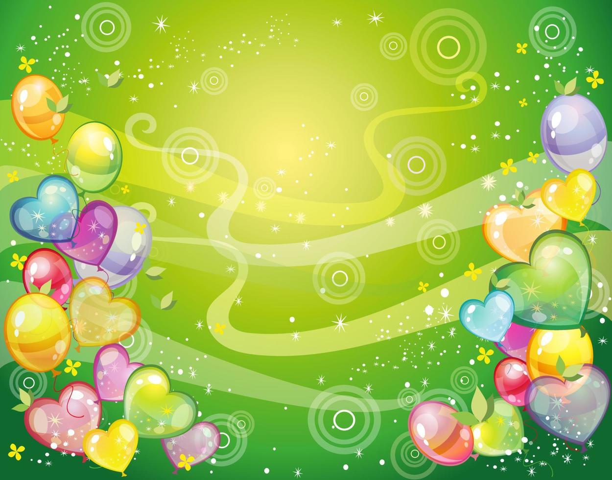 Background with balloons green vector