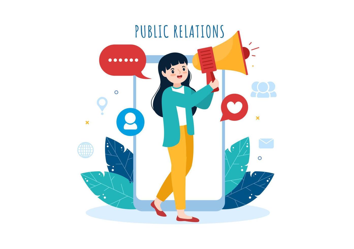 Public Relations Template Hand Drawn Cartoon Flat Illustration with Team for Idea of Marketing Campaign Through Mass Media to Advertise your Business vector