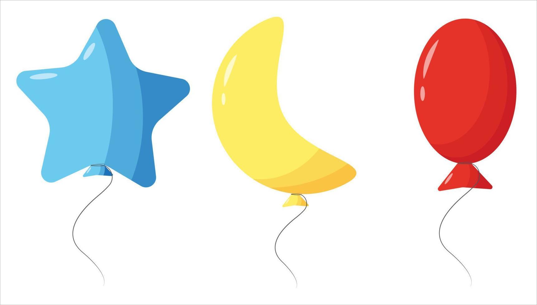 A bunch of vector gel balloons for decorating a holiday on a white background. Floating balloons in the air, colored gift decorations for birthday parties and celebrations.