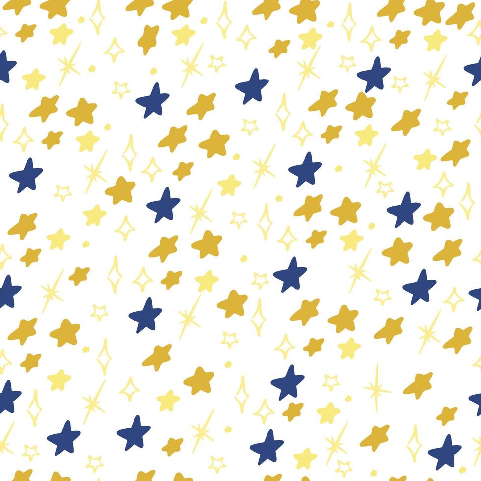 Seamless star pattern, abstract elements, background drawing, yellow stars, wrapping paper, scrapbooking, decoration business cards, notebooks, diaries, for textiles, handmade vector stars, printing