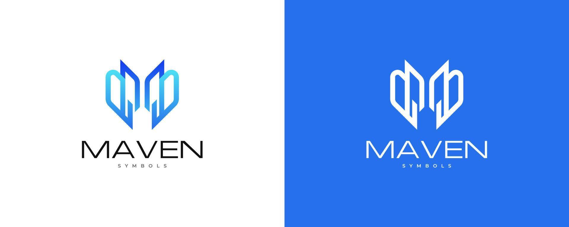 MW or WM Logo Design with Abstract and Futuristic Concept in Blue Line Style. Suitable for Business and Technology Logo vector