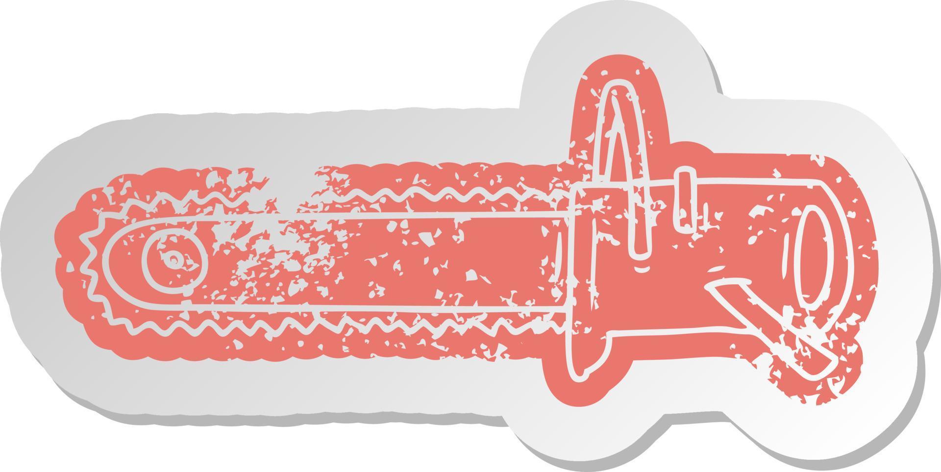 distressed old sticker fo a chain saw vector