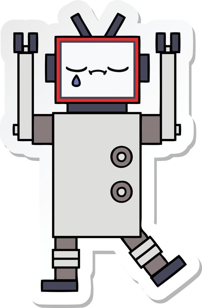 sticker of a cute cartoon robot vector