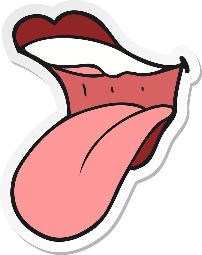 pegatina de una caricatura boca sacando la lengua vector