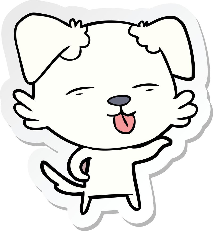 sticker of a cartoon dog sticking out tongue vector