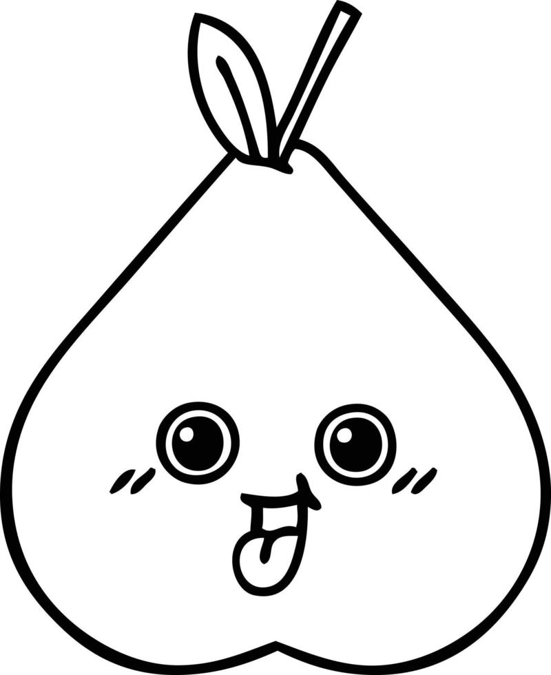 line drawing cartoon pear vector