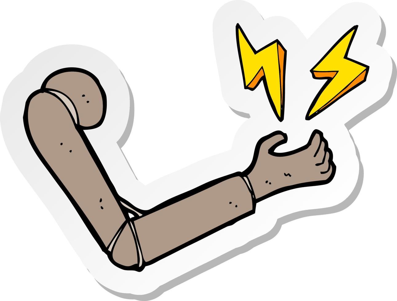 sticker of a cartoon prosthetic arm vector