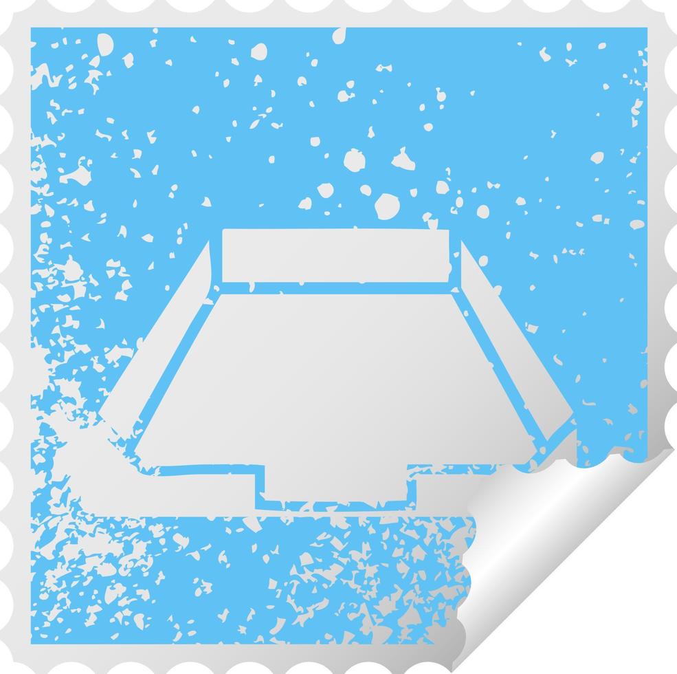 distressed square peeling sticker symbol in box vector