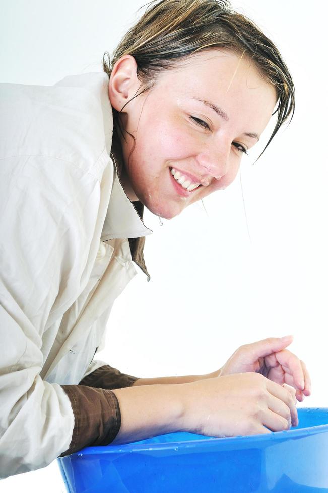 woman face wash photo