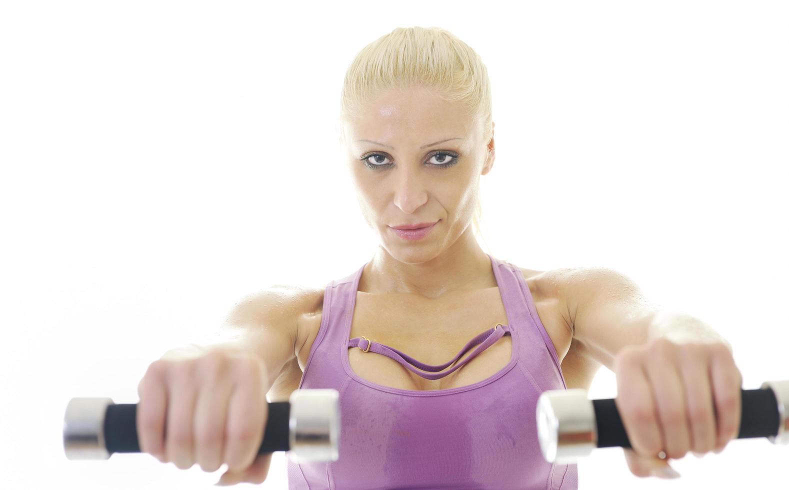 Fitness exercise on white photo
