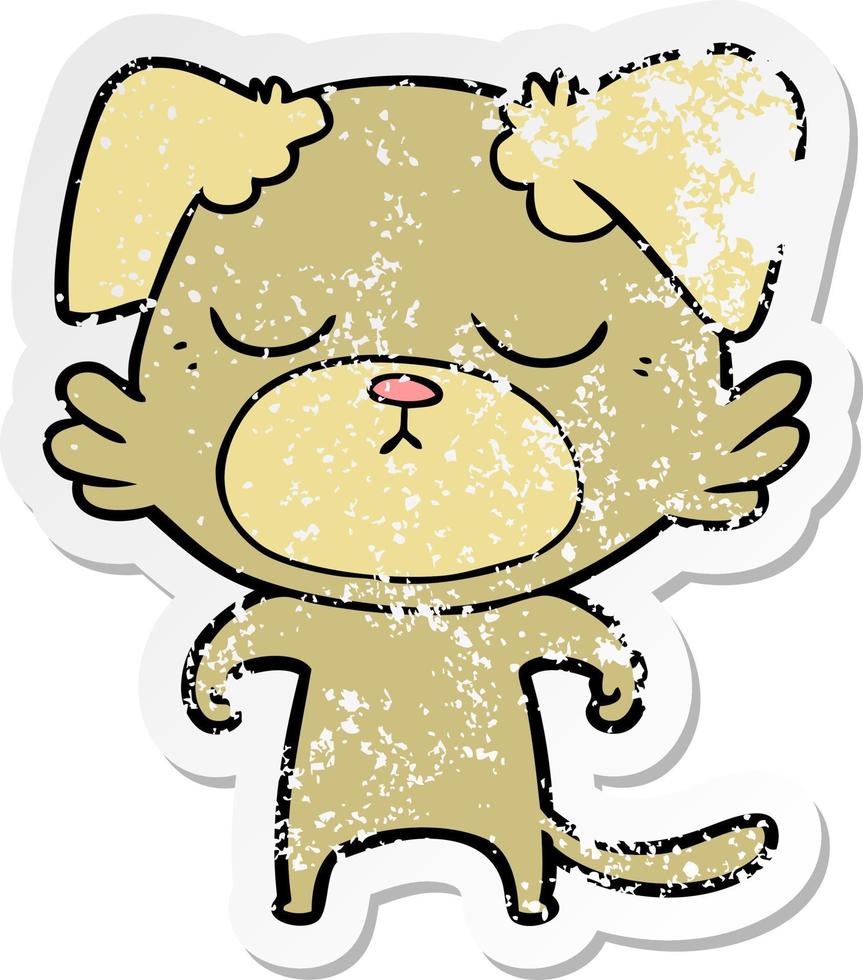 distressed sticker of a cute cartoon dog vector