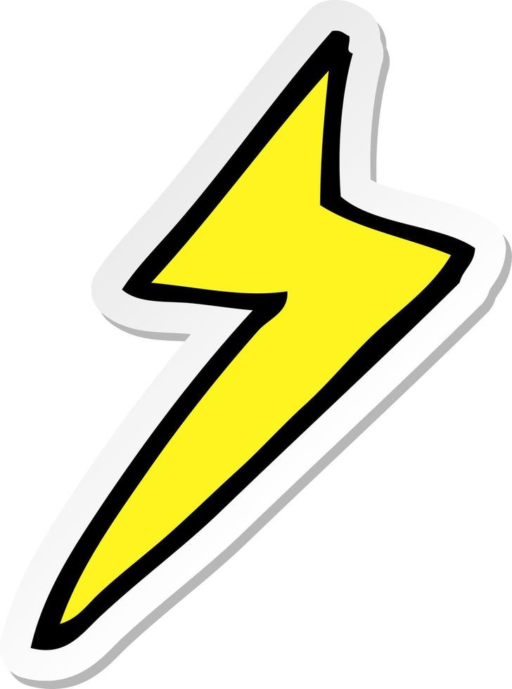 sticker of a cartoon lightning bolt symbol vector