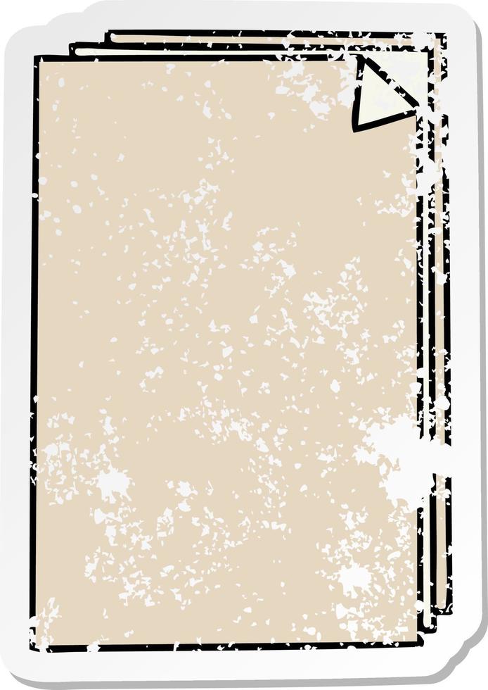 distressed sticker of a quirky hand drawn cartoon paper pile vector