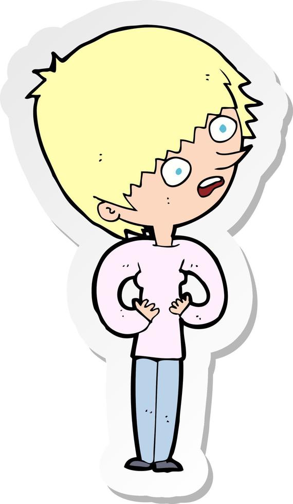 sticker of a cartoon shocked woman vector