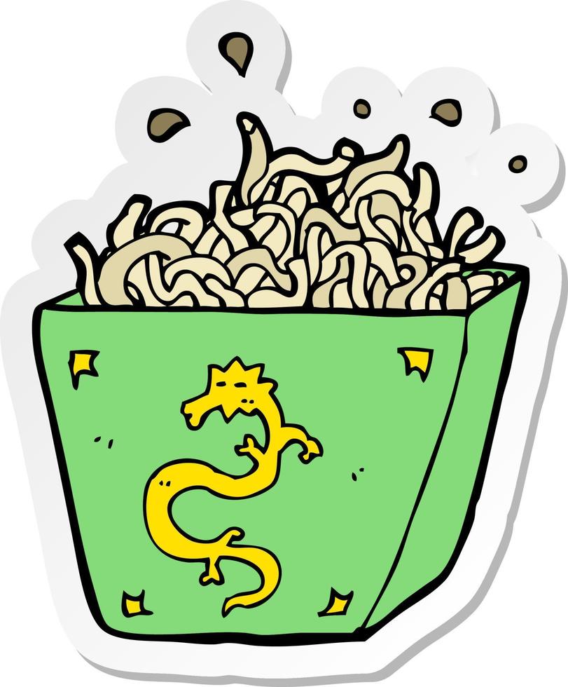 sticker of a cartoon noodle box vector