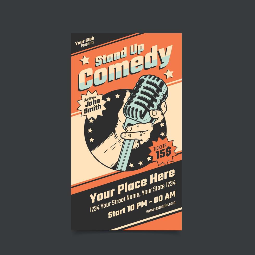 Stand Up Comedy social media template stories vector