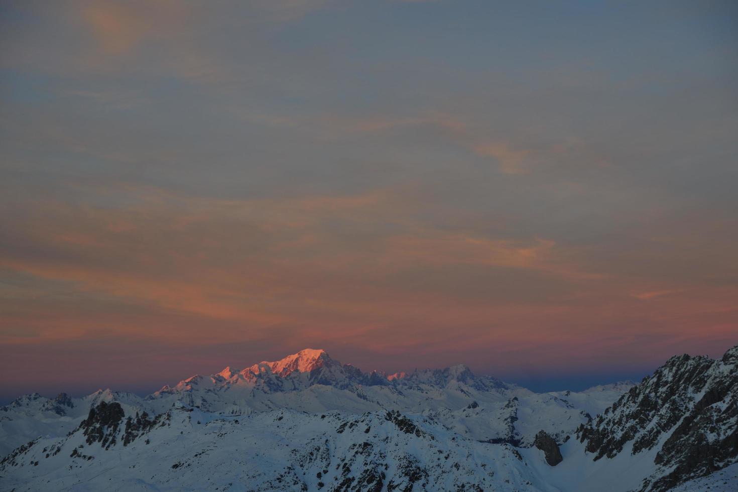 mountain snow sunset photo