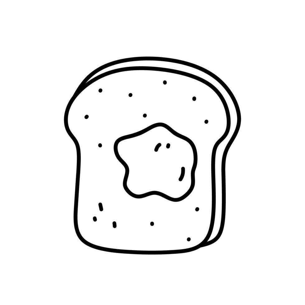 tostadas con mantequilla aislado sobre fondo blanco. ilustración vectorial dibujada a mano en estilo garabato. perfecto para varios diseños, tarjetas, decoraciones, logo, menú, recetas. vector