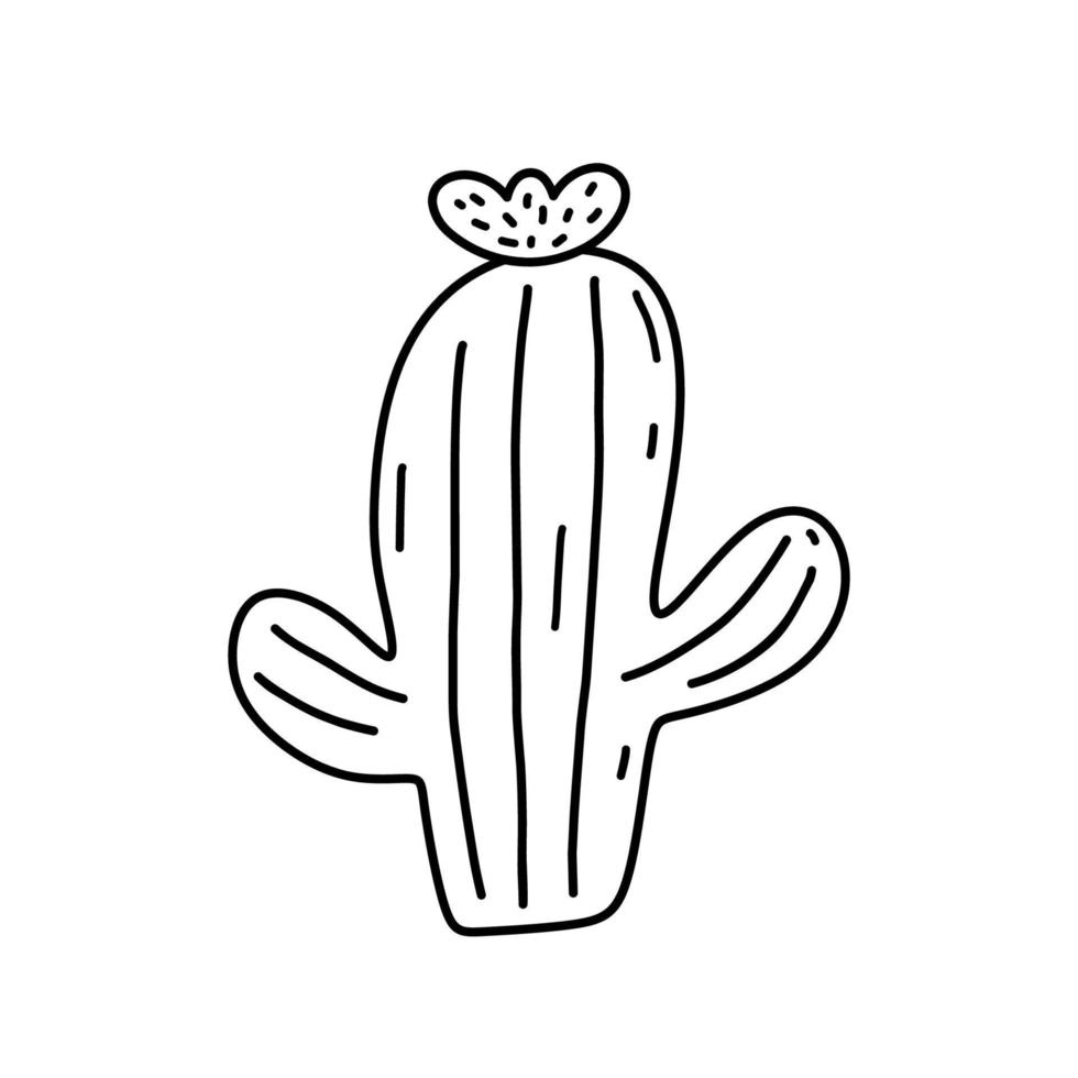 Cute cartoon cactus isolated on white background. Vector hand-drawn illustration in doodle style. Perfect for cards, logo, decorations, various designs. Botanical clipart.