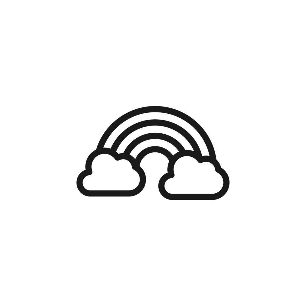Forecast and weather concept. Minimalistic monochrome signs suitable for apps, sites, advertisement. Editable stroke. Vector line icon of rainbow