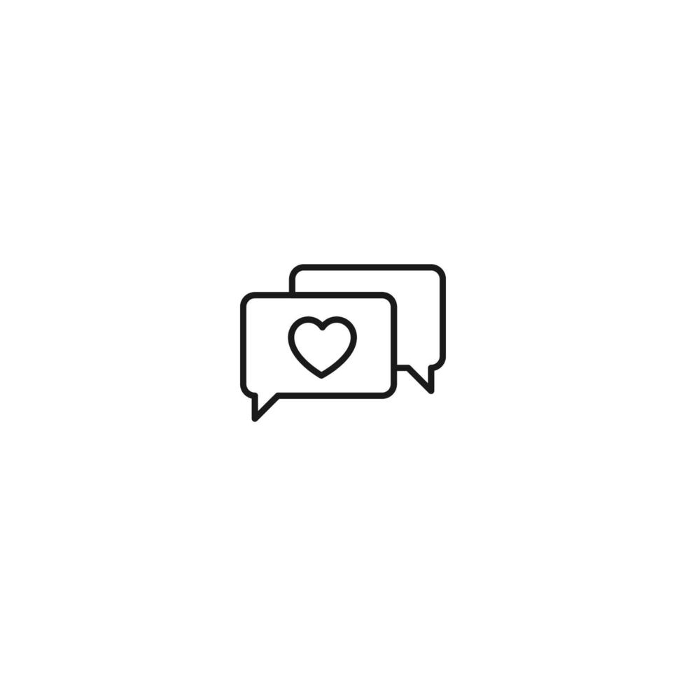 Romance, love and dating concept. Outline sign and editable stroke drawn in modern flat style. Suitable for articles, web sites etc. Vector line icon of heart inside of speech bubble