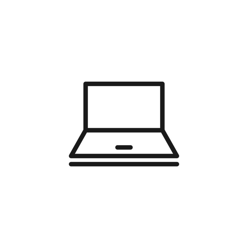 Electronic devices concept. Monochrome illustration drawn with thin line. Perfect for internet resources, stores, books, banner. Line icon of laptop vector