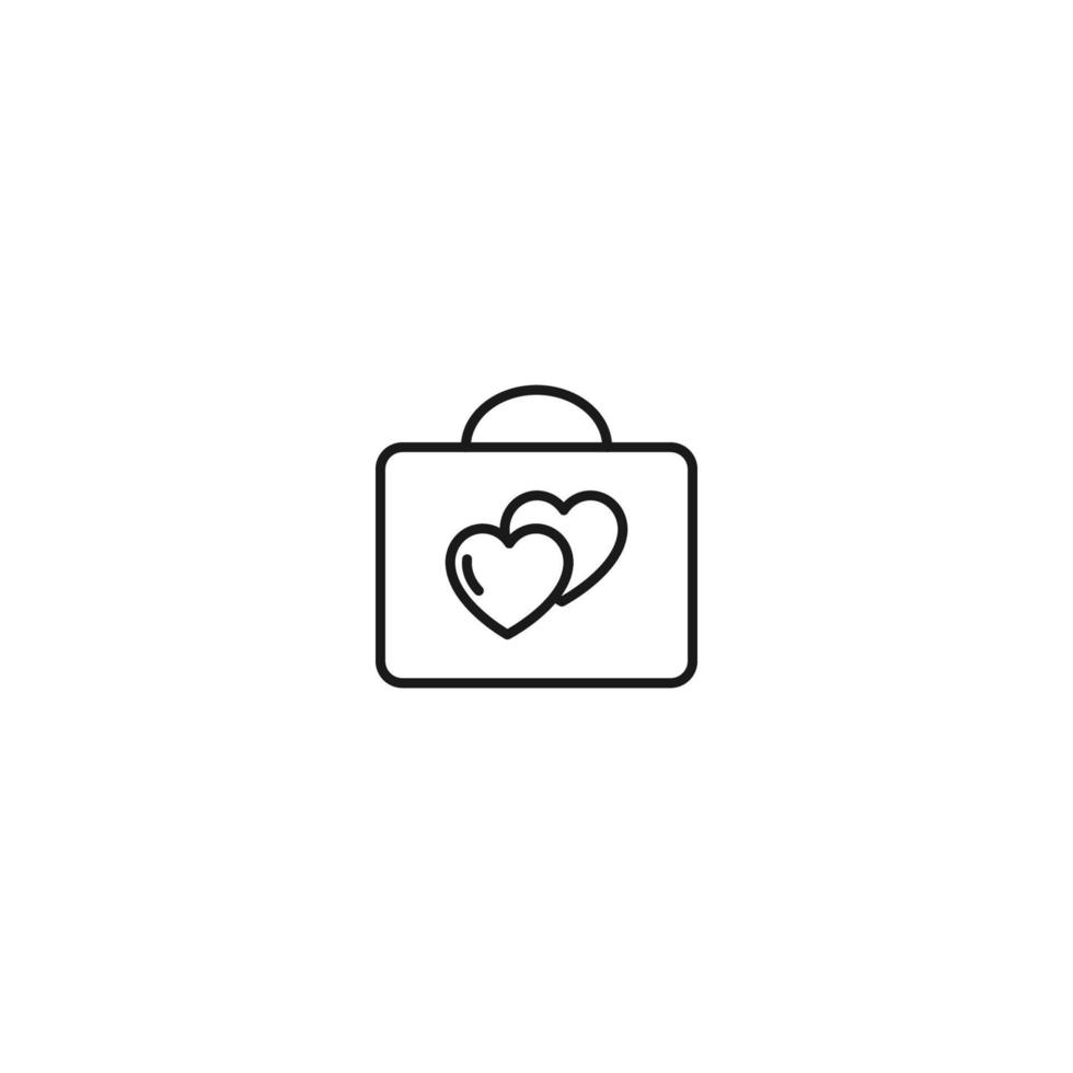 Romance, love and dating concept. Outline sign and editable stroke drawn in modern flat style. Suitable for articles, web sites etc. Vector line icon of heart inside of a bag