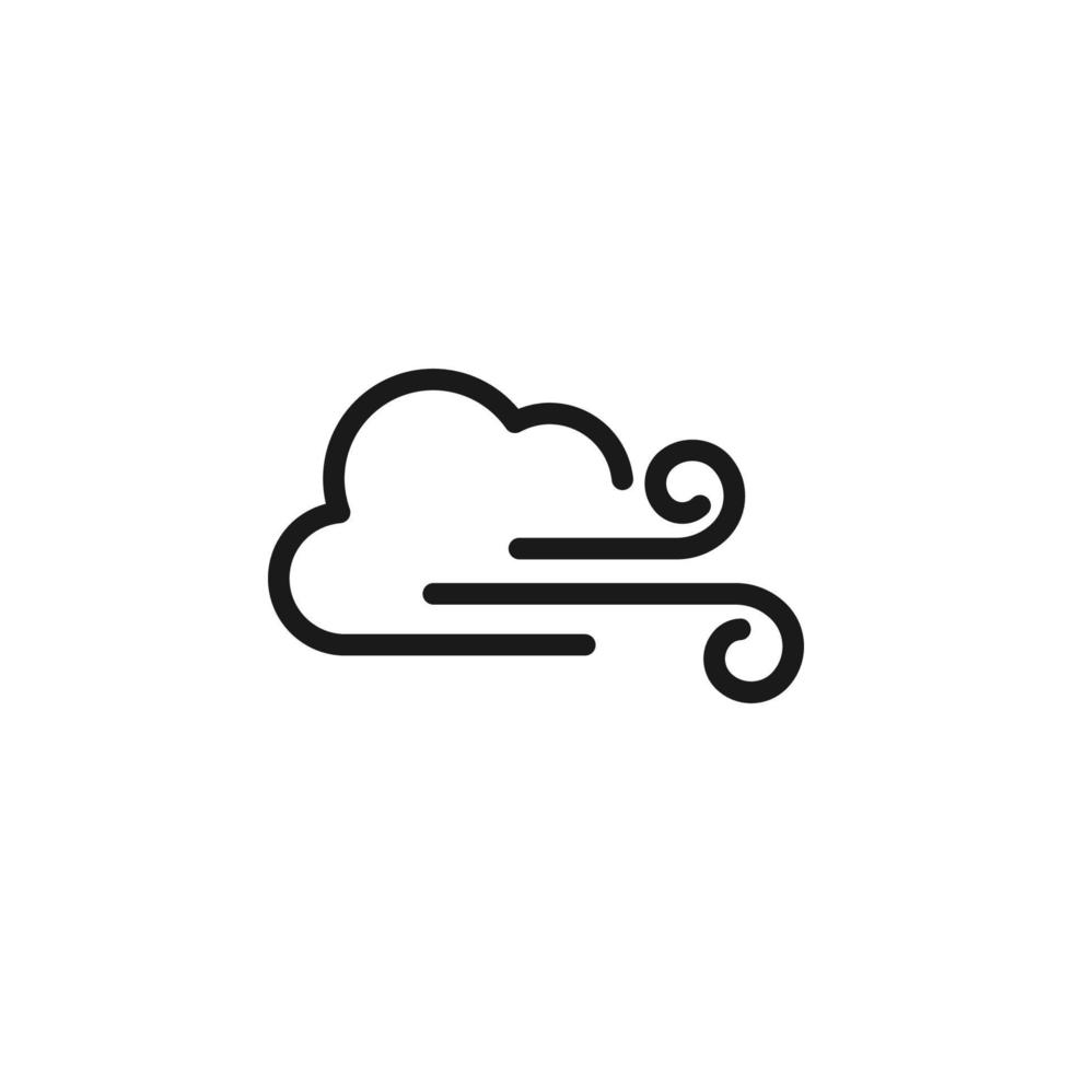 Forecast and weather concept. Minimalistic monochrome signs suitable for apps, sites, advertisement. Editable stroke. Vector line icon of wind by cloud as symbol of storm