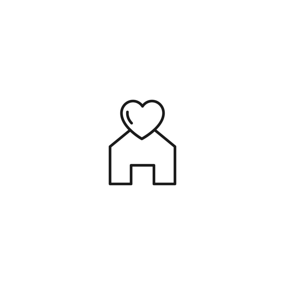 Romance, love and dating concept. Outline sign and editable stroke drawn in modern flat style. Suitable for articles, web sites etc. Vector line icon of heart above house