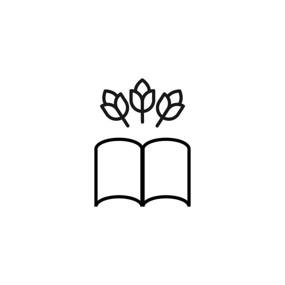 Books, fiction and reading concept. Vector sign drawn in modern flat style. High quality pictogram suitable for advertising, web sites, internet stores. Line icon of bouquet of flowers over book