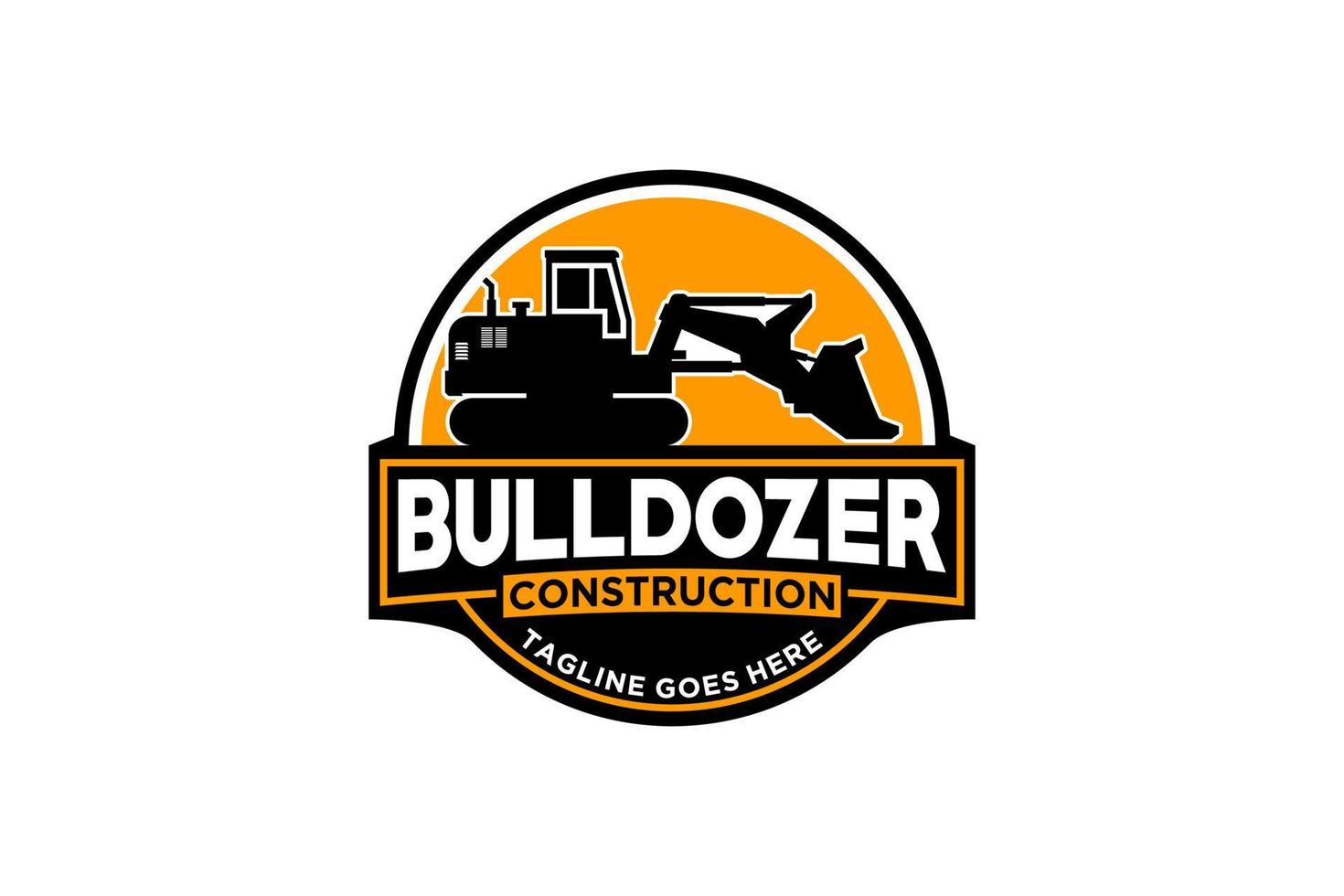 Bulldozer logo template vector. Heavy equipment logo vector for construction company. Creative excavator illustration for logo template.