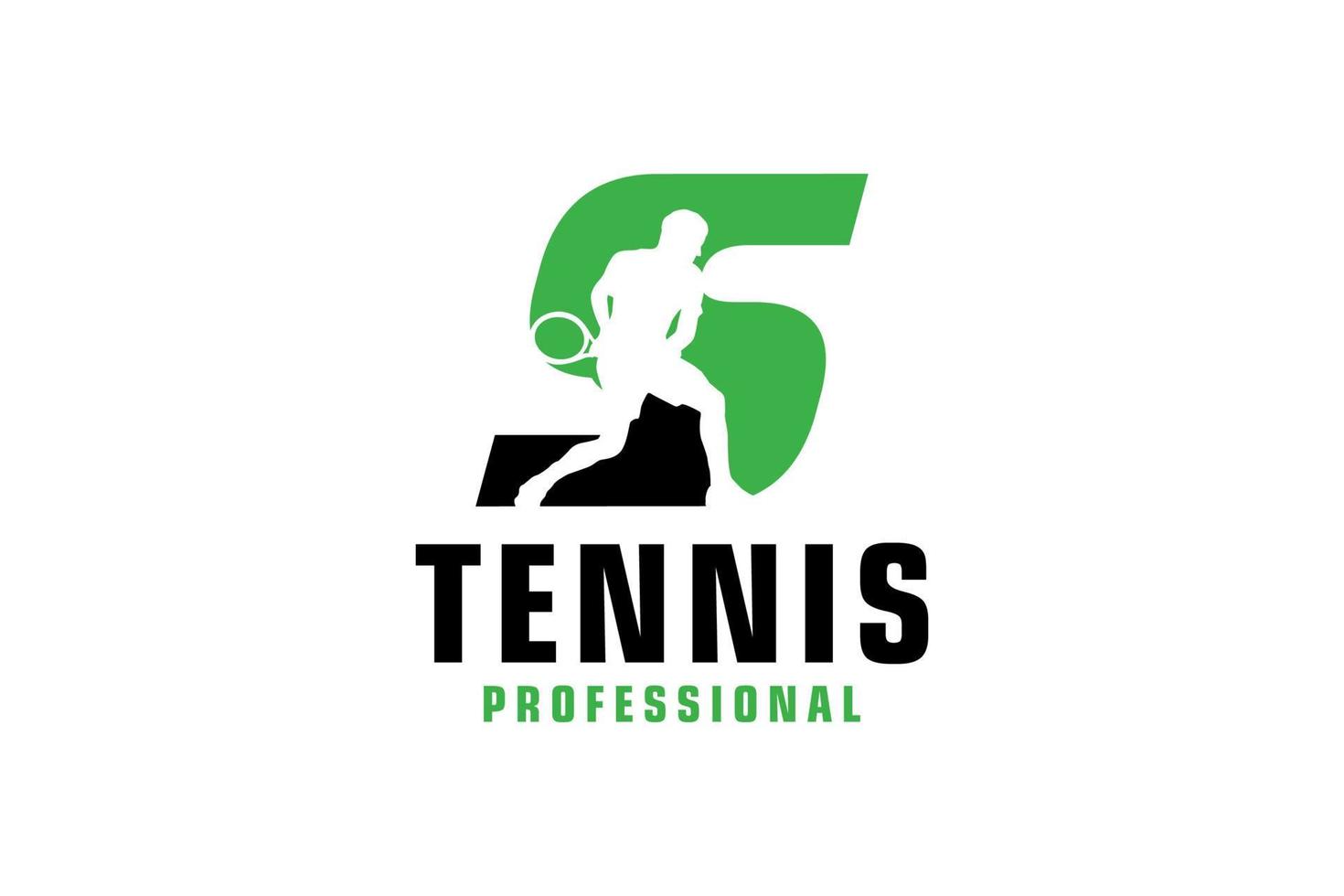 Letter S with Tennis player silhouette Logo Design. Vector Design Template Elements for Sport Team or Corporate Identity.