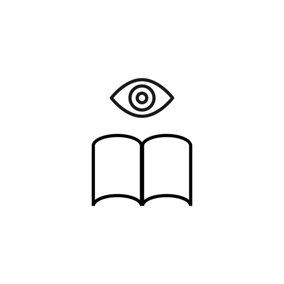 Books, fiction and reading concept. Vector sign drawn in modern flat style. High quality pictogram suitable for advertising, web sites, internet stores. Line icon of eye over book