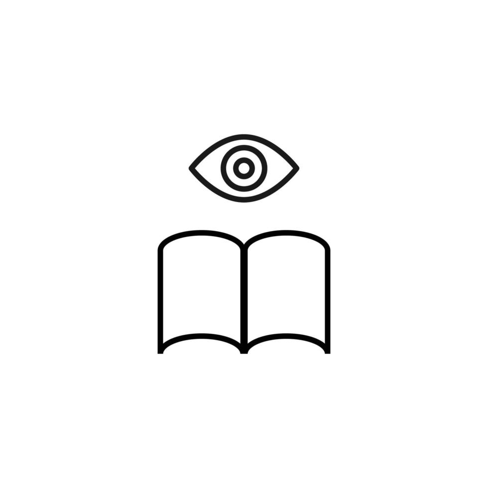 libros, ficción y concepto de lectura. signo de vector dibujado en estilo plano moderno. pictograma de alta calidad adecuado para publicidad, sitios web, tiendas de Internet. icono de línea de ojo sobre libro