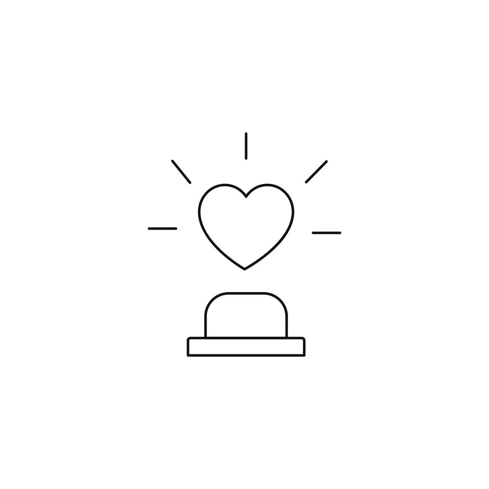 Romance and love concept. Outline sign drawn in flat style. Line icon of glowing heart above statue vector