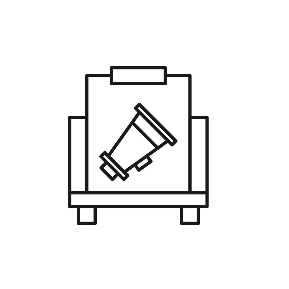 Vector outline symbol suitable for internet pages, sites, stores, shops, social networks. Editable stroke. Line icon of loud speaker on canvas