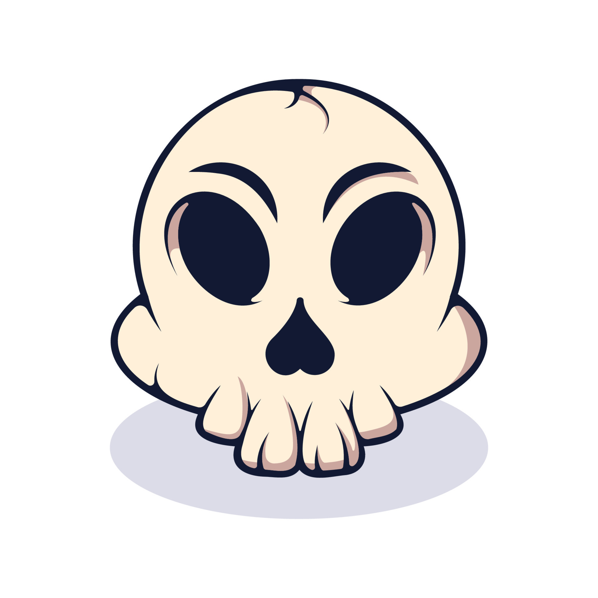Vector illustration of cute cartoon skeleton with big oval eyes and