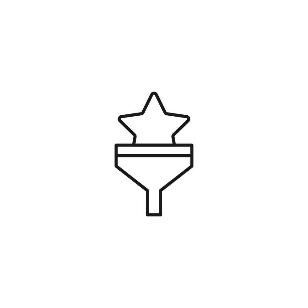 Filtration concept. Vector sign drawn with black lines. Modern symbol in flat style suitable for adverts, books, articles, web sites, apps. Line icon of star inside of funnel or vortex