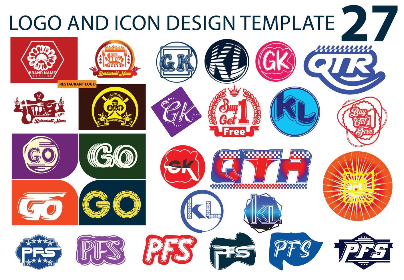 Professional logo and icon design template sets vector