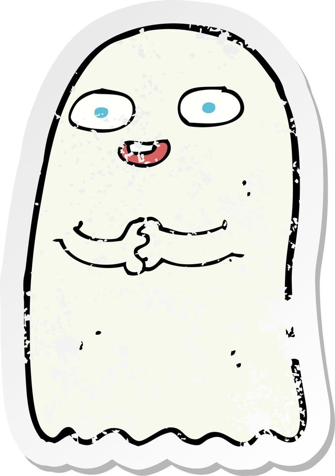 retro distressed sticker of a funny cartoon ghost vector