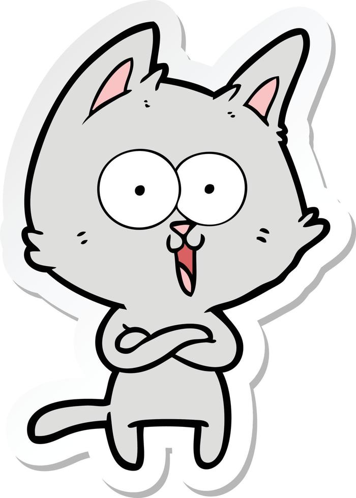 sticker of a funny cartoon cat vector