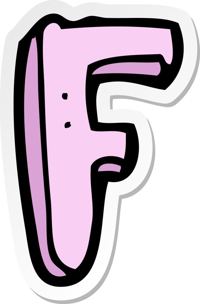 sticker of a cartoon letter F vector