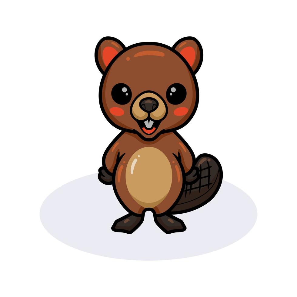 Cute little beaver cartoon standing vector