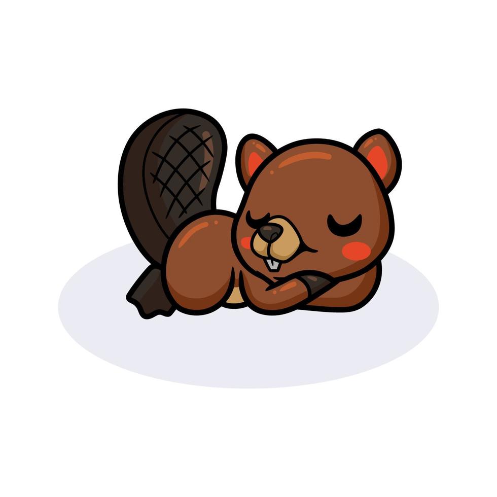 Cute little beaver cartoon sleeping vector